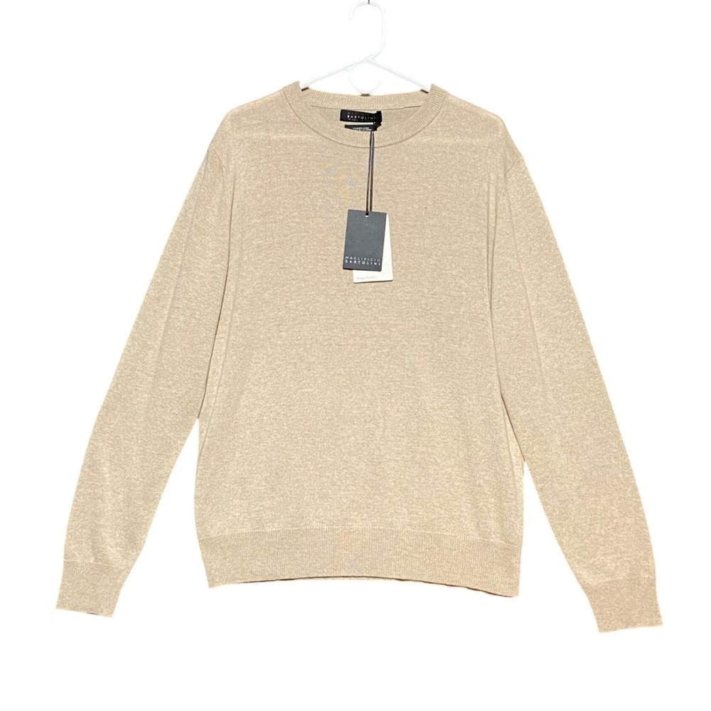 Maglificio Bartolini Men's L Beige Cashmere Blend Crewneck Sweater Made in Italy